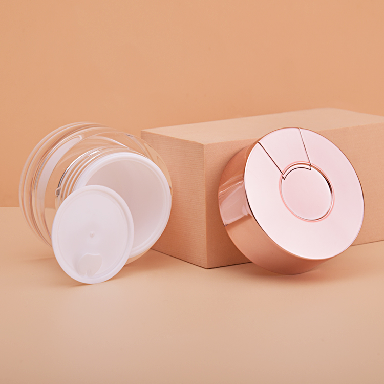 Cosmetic Packaging 50g High Grade Plastic Round Shape Cosmetics Eye Facial Skincare Cream Empty Acrylic Jar With Spatula