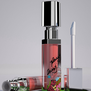 Eco-friendly 5.2ml PETG ABS Custom Logo Cylinder Exquisite Square Shape Plastic Lip Gloss Tubes With Brush