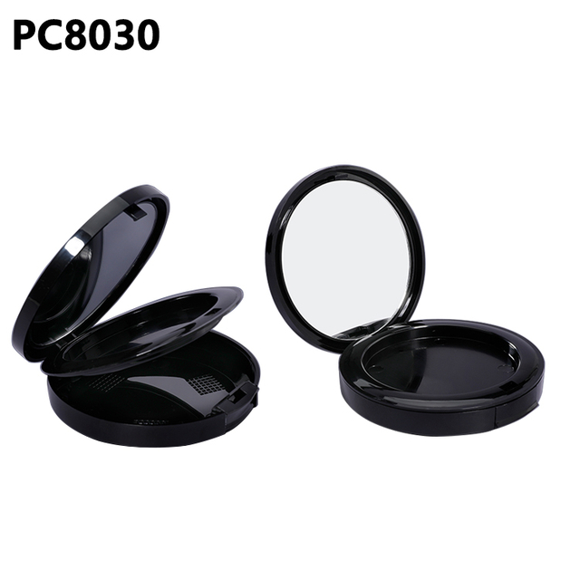 OEM ODM Logo Special Design Cosmetic Two Layers Custom Logo Plastic Empty Round Blush Compact Powder Case with Mirror