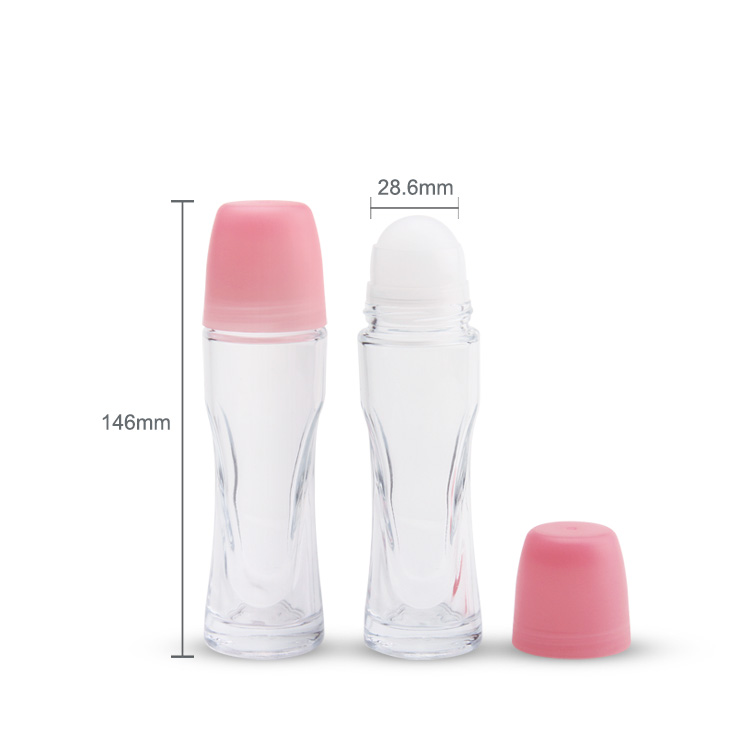 The New Simplicity Custom Logo And Color Good Quality Valume 65ml Ball Diameter 28.6mm Height 146mm Transparency Perfume Deodorant Essential Oil Glass Roll on Bottle