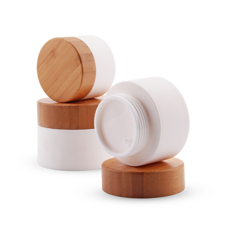 Trade Assurance Glossy Luxury Bamboo Cosmetic Packaging Eco Friendly Plastic Bamboo Jars with Lids Wholesale