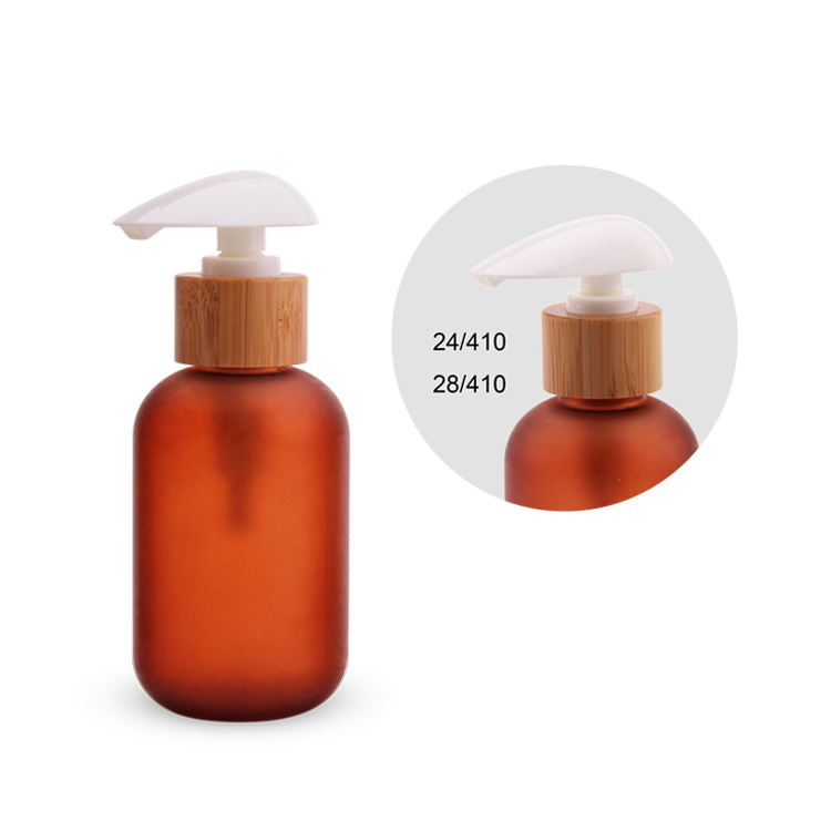 Factory Manufacturing 60 120 250 300 500 Ml Bamboo Cosmetic Packaging Set Amber Bamboo Pump Bottle with Spray Pump