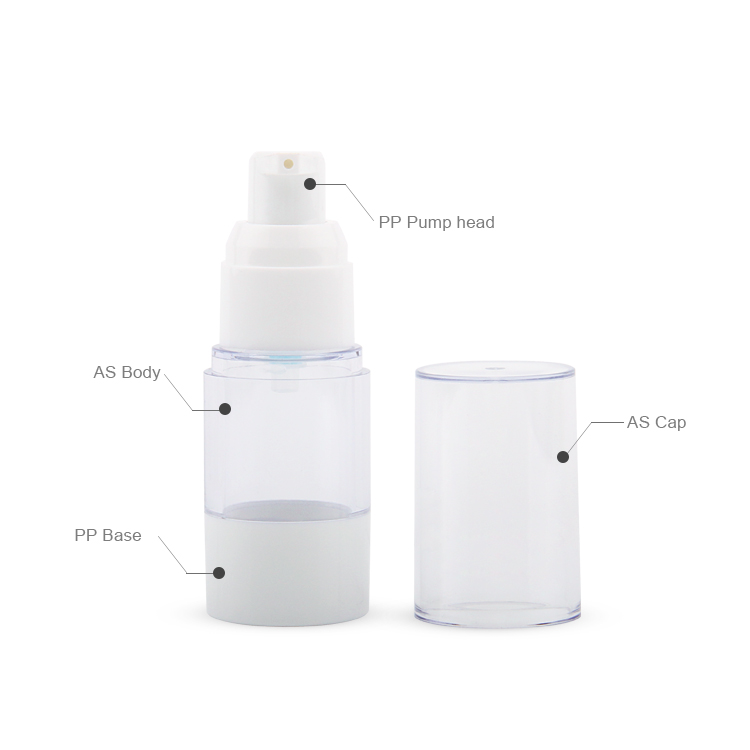 Professional Manufacture Skin Care Cream Cosmetic Bottle Plastic 15ml 30ml Airless Pump Bottle