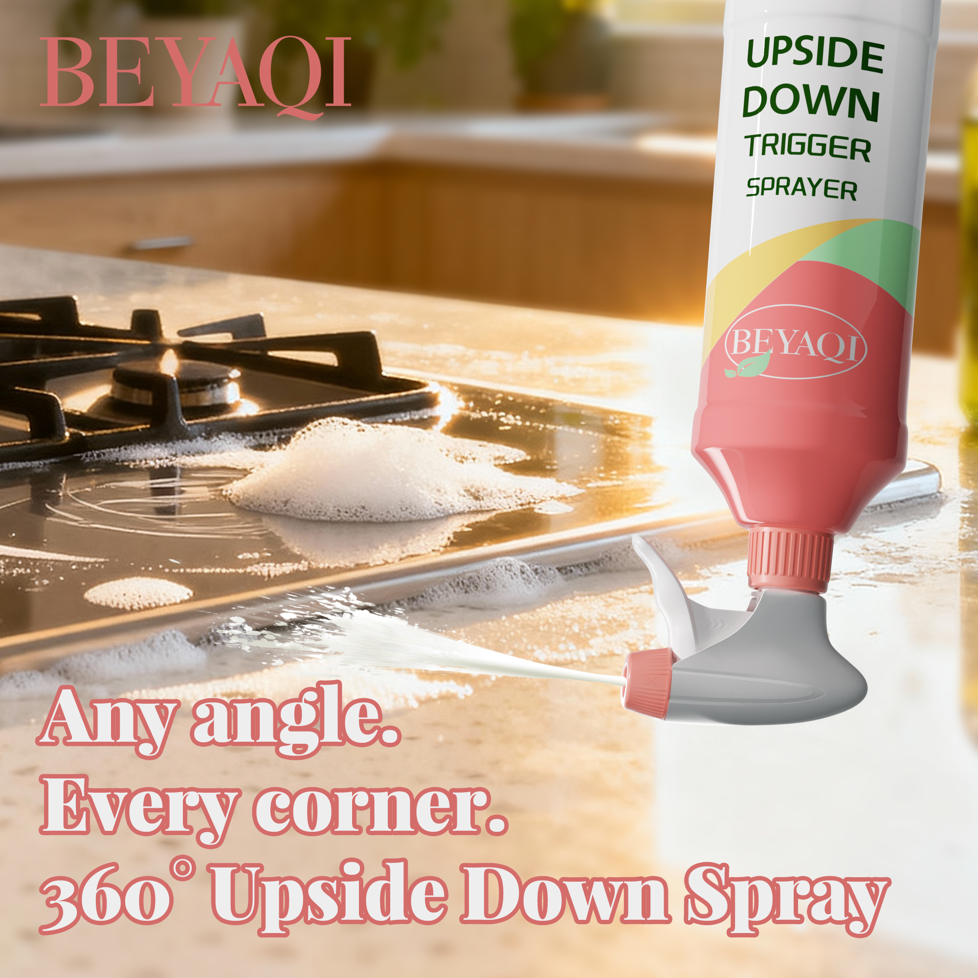 360 Degree Upside Down Chemical Foam Trigger Sprayer 28/400 28/410 28/415 Plastic Trigger Sprayer Head for Kitchen Household Disinfection