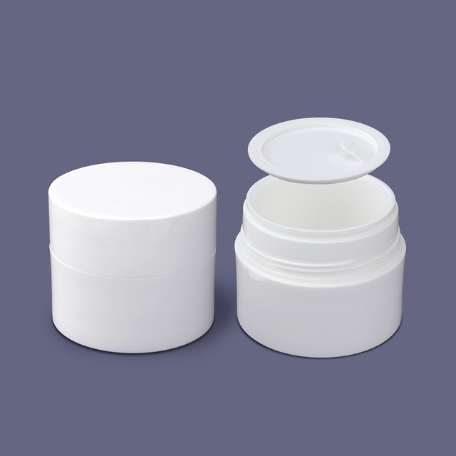 Custom Label Biodegradable Hand Cream Moisturiser Cream Eye Cream Sunscreen Multifunctional Refillable Replaceable Double Layer 30g 50g White PP Cream Jar Empty