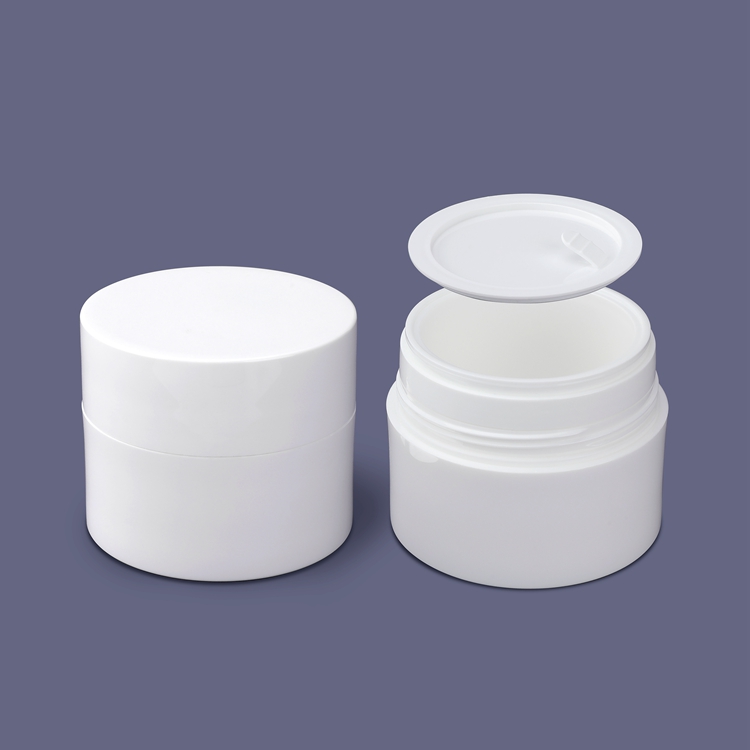 Eco-friendly Private Label Custom Printing And Size Refillable Biodegradable Replaceable 30g 50g Moisturiser Cream Skin Care Essence Double Layer White Empty Eye Cream Glass Jar