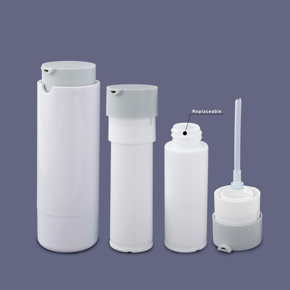 30ml 50ml 100ml White Green Yellow Skin Care Cosmetic Lotion Pump Rotary Plastic Bottles with Replaceable inner