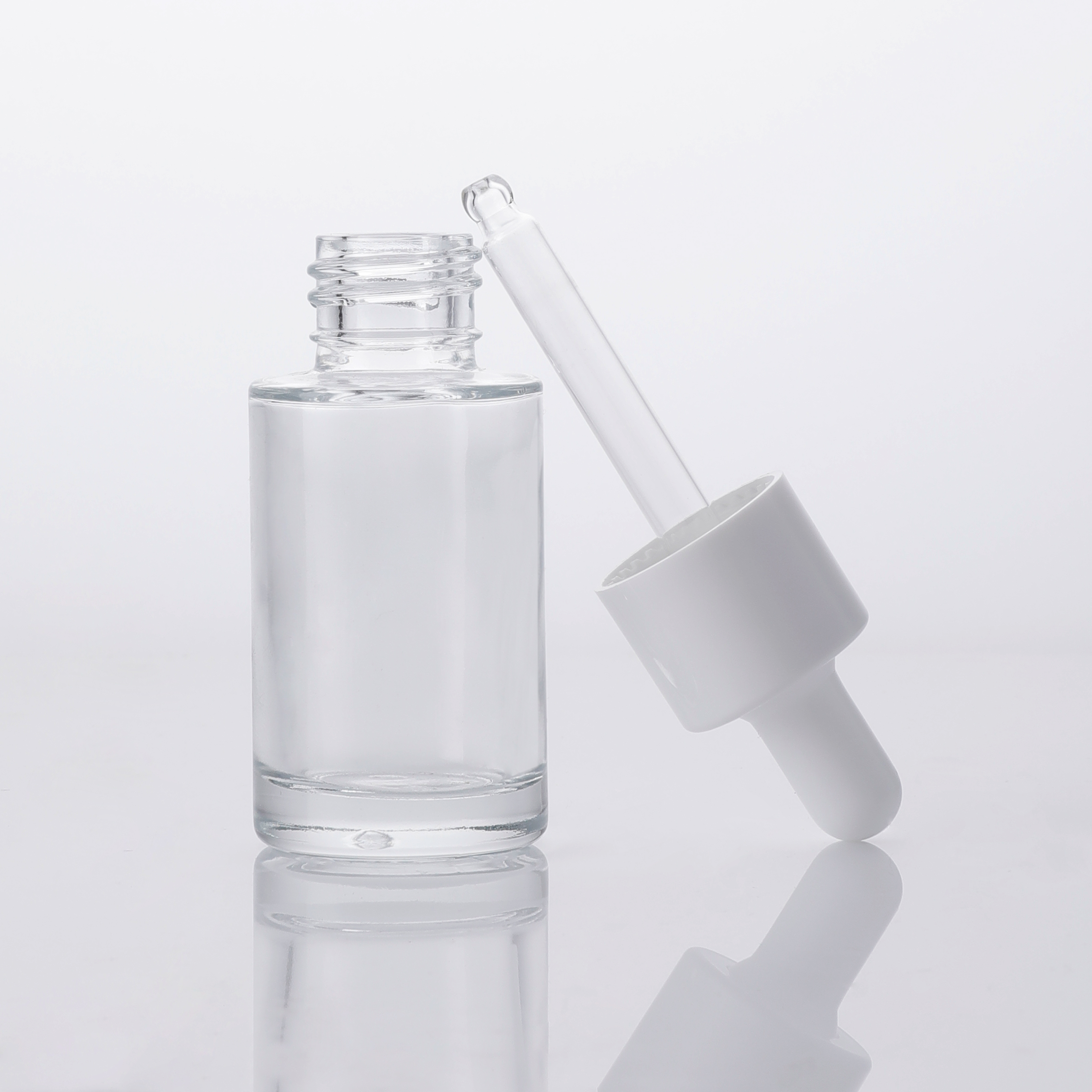 Luxury Round Transparent Empty 10ml 15ml 20ml Cosmetic Container Glass Liquid Dropper Bottle Packaging 