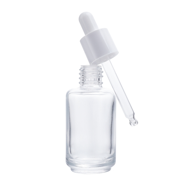 Premium Quality Liquid Clear 30 Ml Flat Shoulder Cylinder Glass Dropper Bottle for Serum Essential Oil