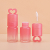 Hot Selling 3ml Heart Top Cute Keychain Lipgloss Tubes Custom Logo Gradient Pink Lip Gloss Tube Containers With Big Wand Brush