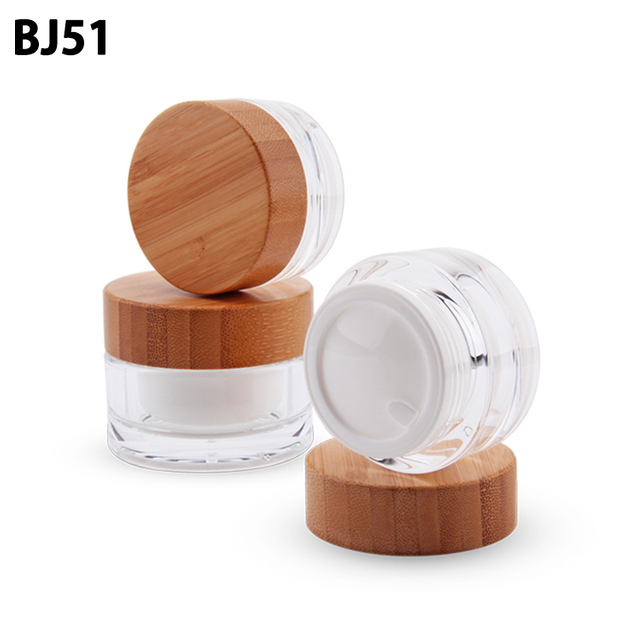 Bamboo Packaging Eco Round 15g 30g 50g Bamboo Containers Skincare Plastic PP Acrylic Skincare Containers with Bamboo Lid