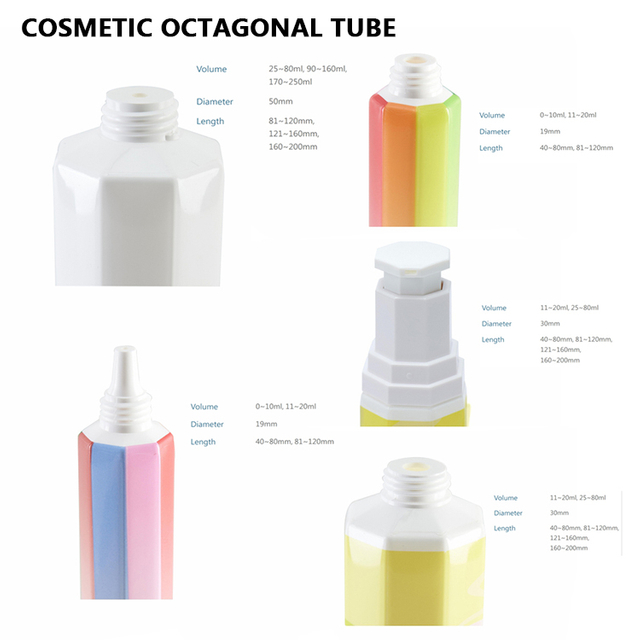 Customized PE Plastic Empty Cream 150ml Squeeze Octagonal Cosmetic Tube for Body 