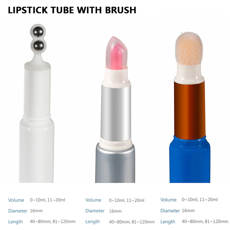 Wholesale 10ml 20ml Lipstick Containers Soft Squeeze PE Tubes with Brush Applicator for Lip Oil Gloss Packaging