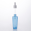 40ml Flat Shoulder Essential Oil Serum Liquid Blue Cosmetic Glass Dropper Bottle for Essential Oil