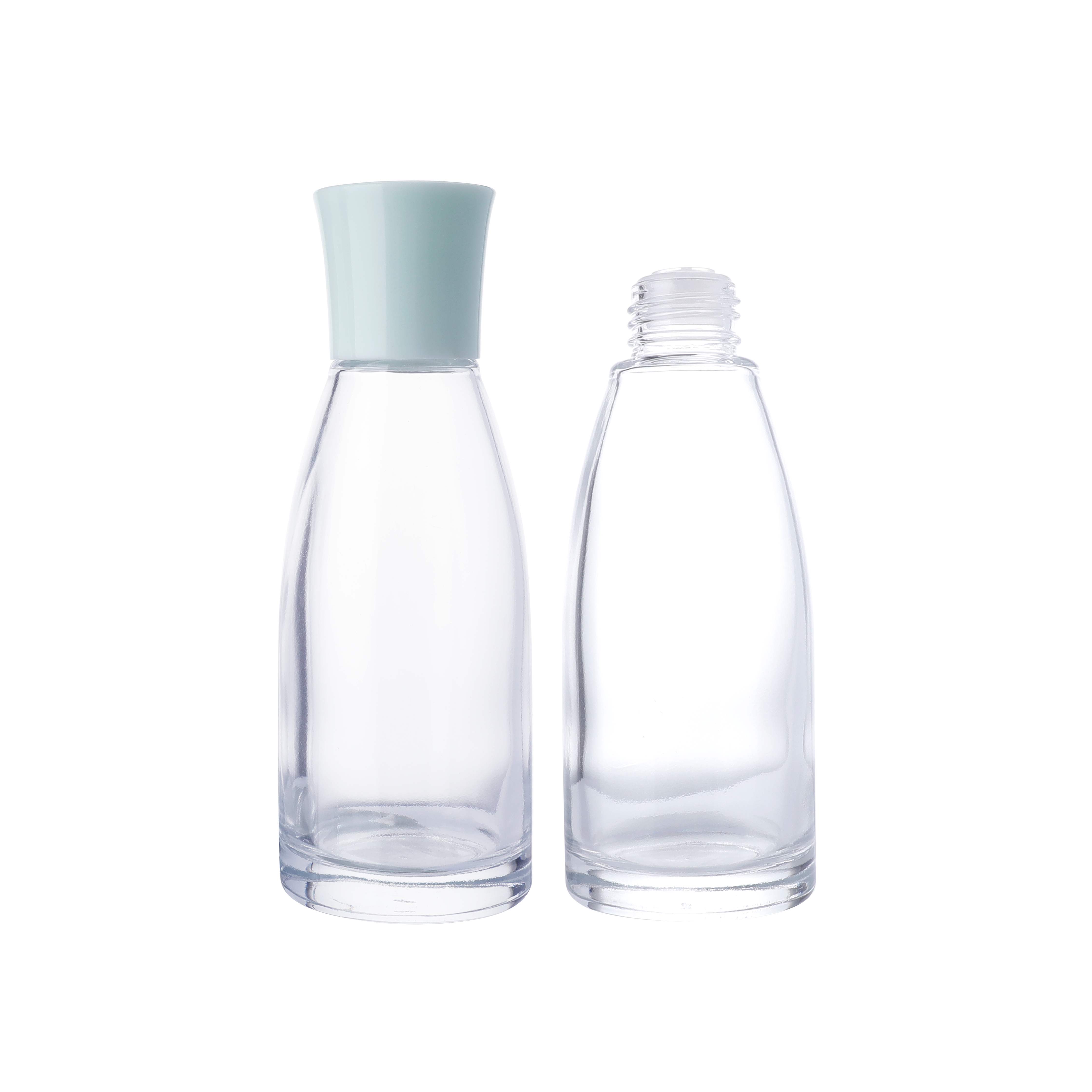 Simplicity Custom Printing And Size Volume 30ml 50ml 100ml 120ml Screw Lid Transparency Multipurpose Cream Liquid Perfume Empty Glass Bottles with Pump