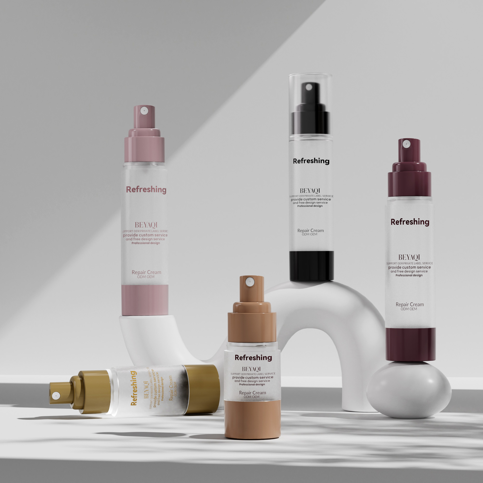Custom ABS 15ml 30ml 50ml Empty Skincare Lotion Plastic Package Face Eye Airless Bottle With Airless Pump