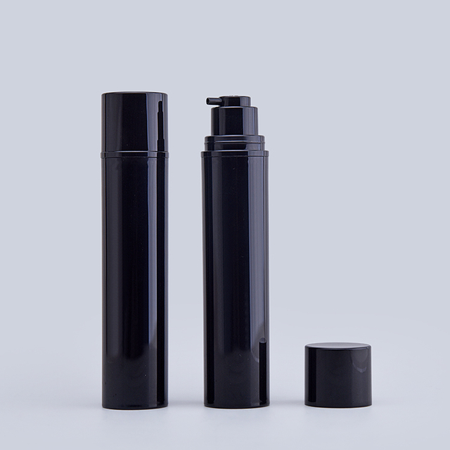 Wholesale PP Plastic Empty Glossy Black 55ml Airless Bottle With Pump for Lotion Cosmetics Packaging
