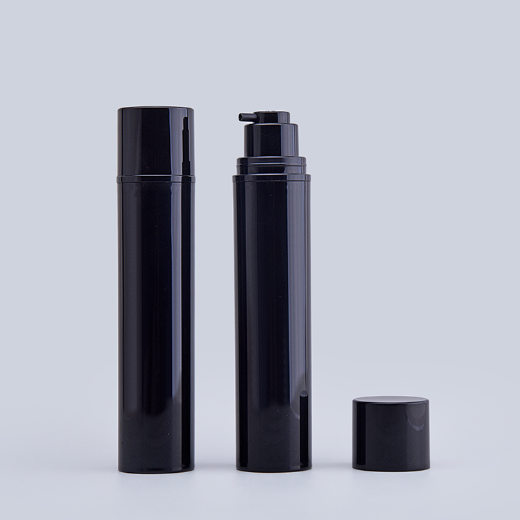 Wholesale PP Plastic Empty Glossy Black 55ml Airless Bottle With Pump for Lotion Cosmetics Packaging