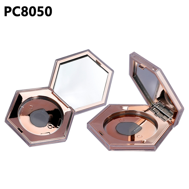 Compact Manufacturer Cosmetic Packaging Hexagonal Highlight Box DIY Rose Gold Empty Blush Powder Case