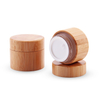 High Quality Glass Storage Jar Bamboo Lid Face Cream 30g 50g Bamboo Cosmetic PP Glass inside Jar with Bamboo Lid 