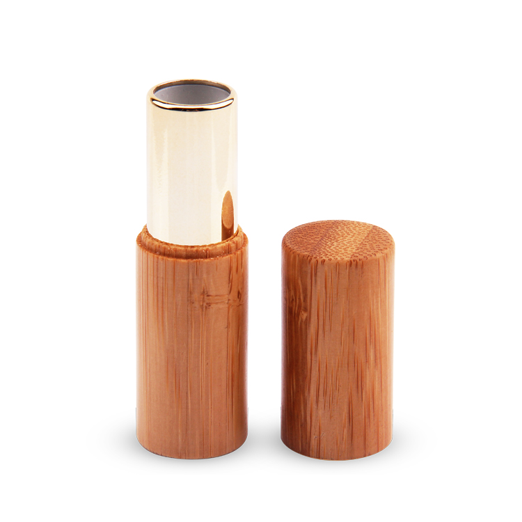 Hot Sales Cosmetics Eco-friendly Packaging Beautiful Bamboo Lipstick Bottle Makeup Gold Lip Balm Tube