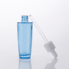 40ml Flat Shoulder Essential Oil Serum Liquid Blue Cosmetic Glass Dropper Bottle for Essential Oil
