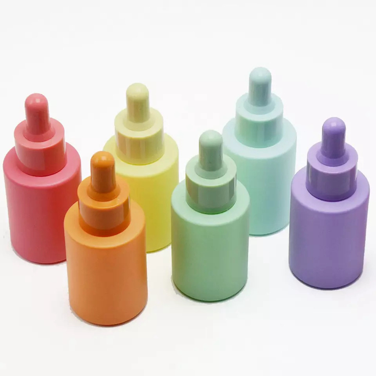  Wholesale Custom Logo Pink Blue 30ml Cosmetic Packaging Glass Serum White Dropper Bottle