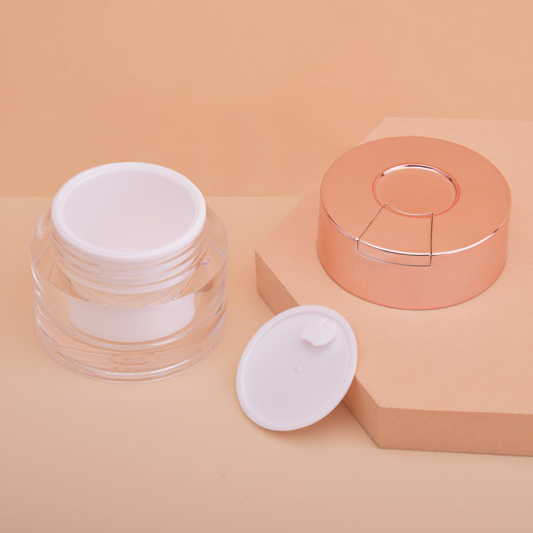 Cosmetic Packaging 50g High Grade Plastic Round Shape Cosmetics Eye Facial Skincare Cream Empty Acrylic Jar With Spatula