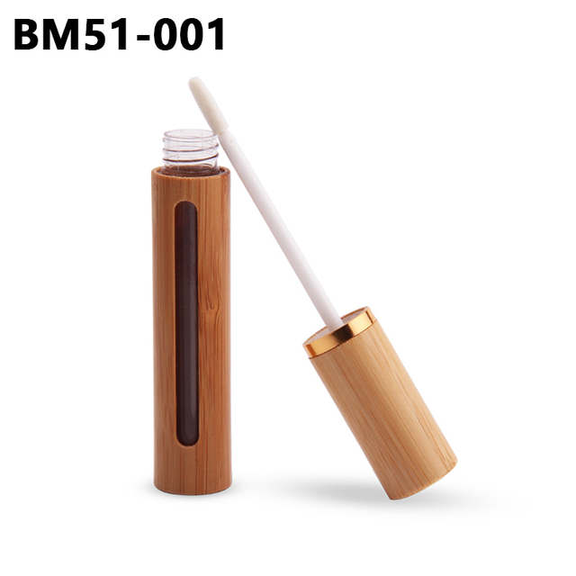 Lip Gloss Custom Tube with Brush New Cosmetic Container 7ml Lipgloss Tube with Bamboo 