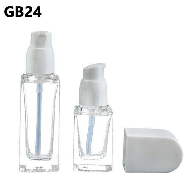 Custom Logo Luxury 15ml 20ml 30ml 40ml Empty Square Clear Transparent Frosted Foundation Glass Lotion Bottle