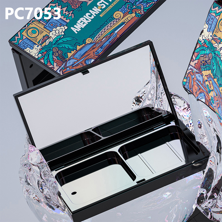 Custom Label High Quality 10ml ABS Square 2 Colors Eyeshadow Case With Mirror