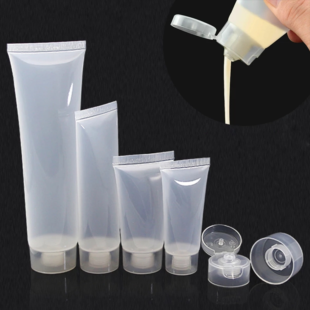 Shampoo Bath Squeeze Cream Lotion Cosmetic Containers,Refillable Bottles Travel Size Empty Matte Clear Tube