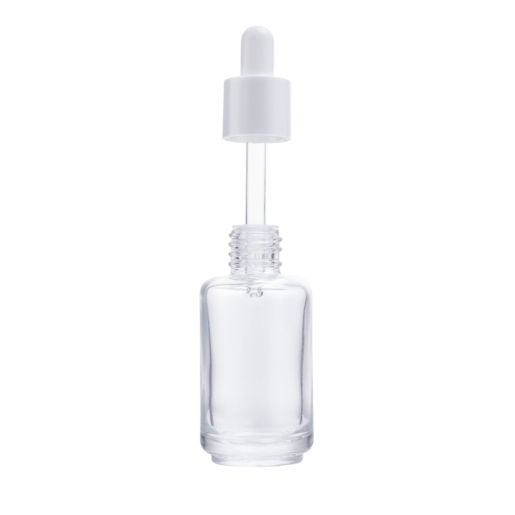 Premium Quality Liquid Clear 30 Ml Flat Shoulder Cylinder Glass Dropper Bottle for Serum Essential Oil