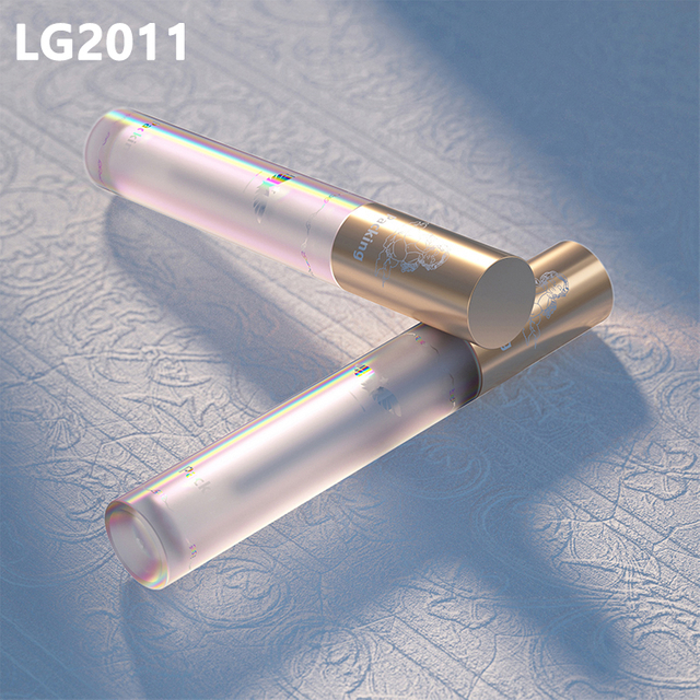 Novel design high-quality 4 ml round cosmetic gold lip gloss tubes with brush
