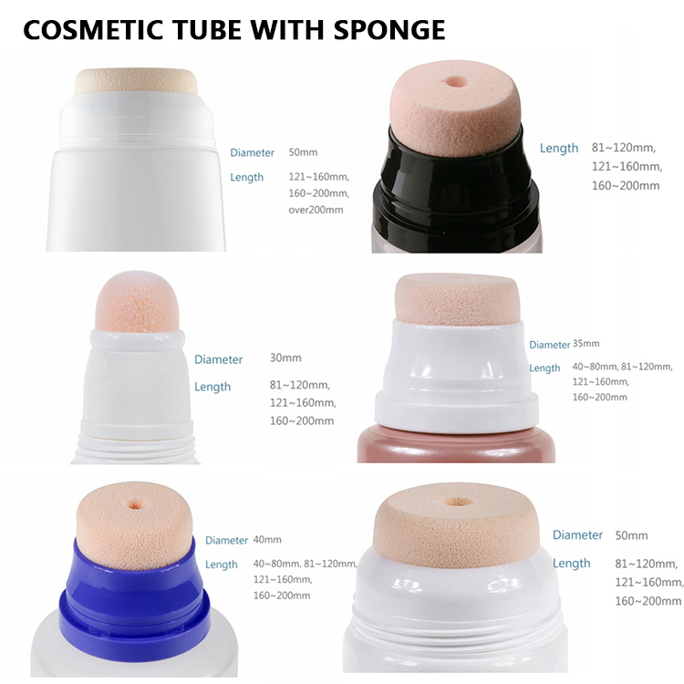 Cosmetics Plastic Squeeze Empty Packaging Silk Screen 30 Ml Foundation Bottle Squeeze Tube with Sponge
