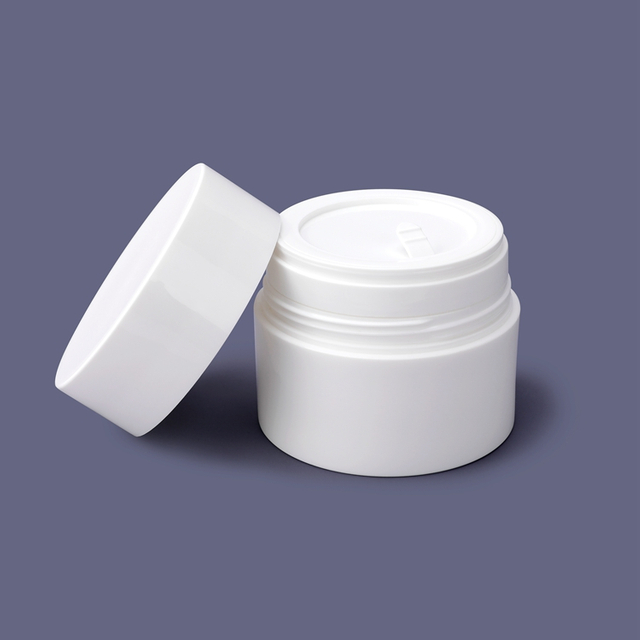 Eco-friendly Private Label Custom Printing And Size Refillable Biodegradable Replaceable 30g 50g Moisturiser Cream Skin Care Essence Double Layer White Empty Eye Cream Glass Jar