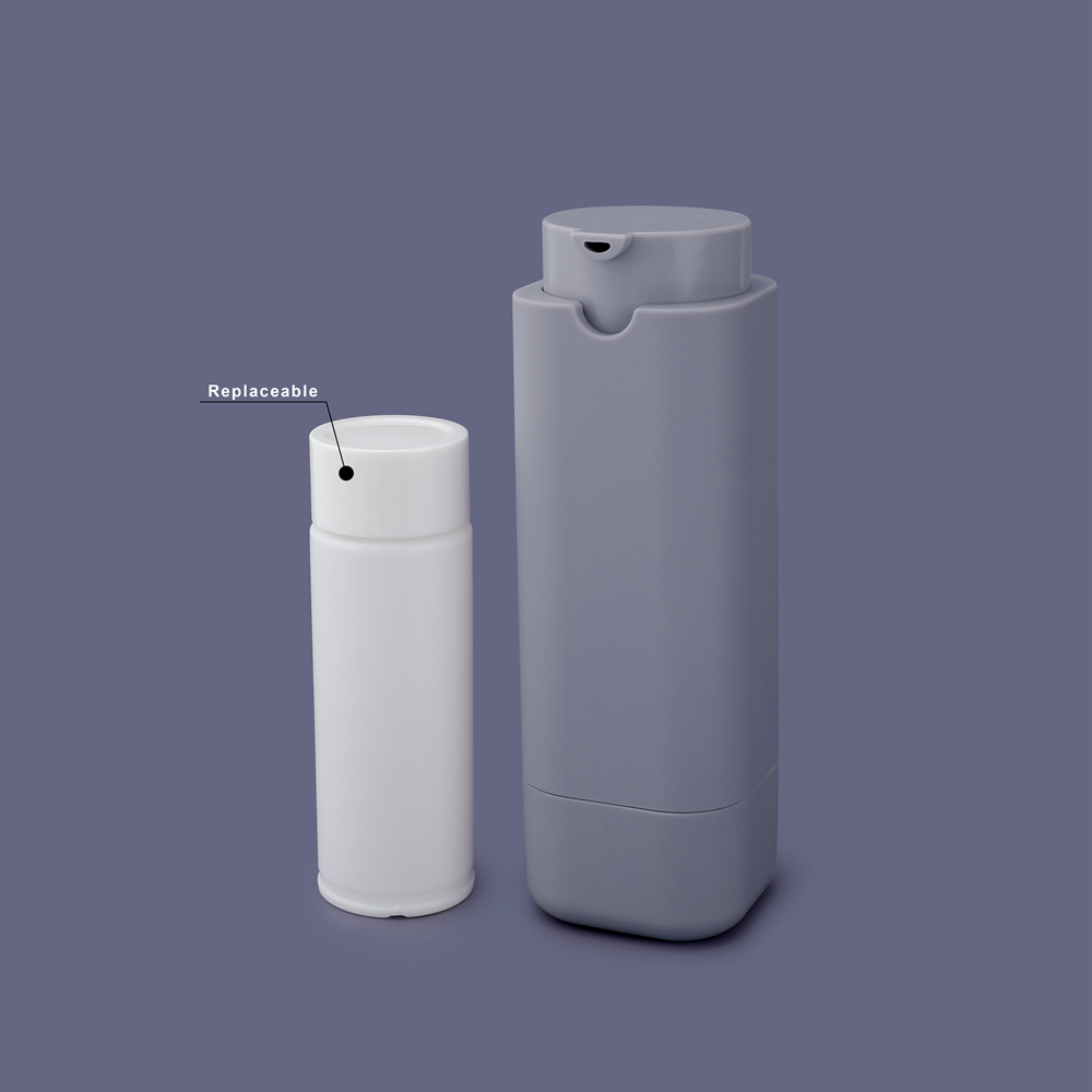 Body ABS rotating square shape round corner plastic lotion bottles with Inner replaceable,unique custom lotion bottles
