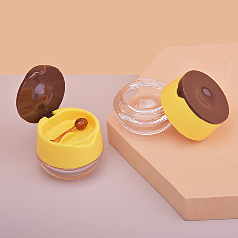 6g Unique Honey Shape Cute Design Small Lip Balm Lip Mask Scrub Container Jar With Applicator Cosmetic Plastic Jar
