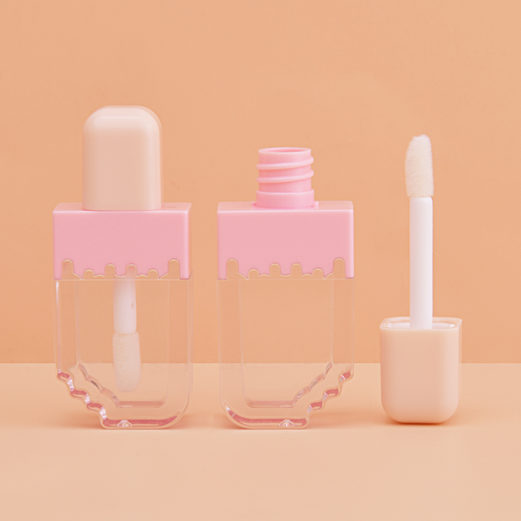3.5ml Pink Cute Mini Lip Gloss Empty Bottle Wholesale Cosmetic Packaging Container Unique Ice Cream Empty Lip Gloss Tube