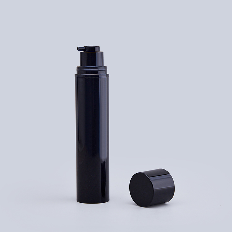 Wholesale PP Plastic Empty Glossy Black 55ml Airless Bottle With Pump for Lotion Cosmetics Packaging