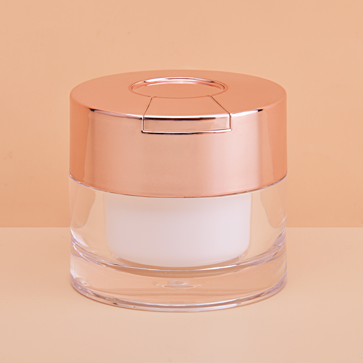 Cosmetic Packaging 50g High Grade Plastic Round Shape Cosmetics Eye Facial Skincare Cream Empty Acrylic Jar With Spatula
