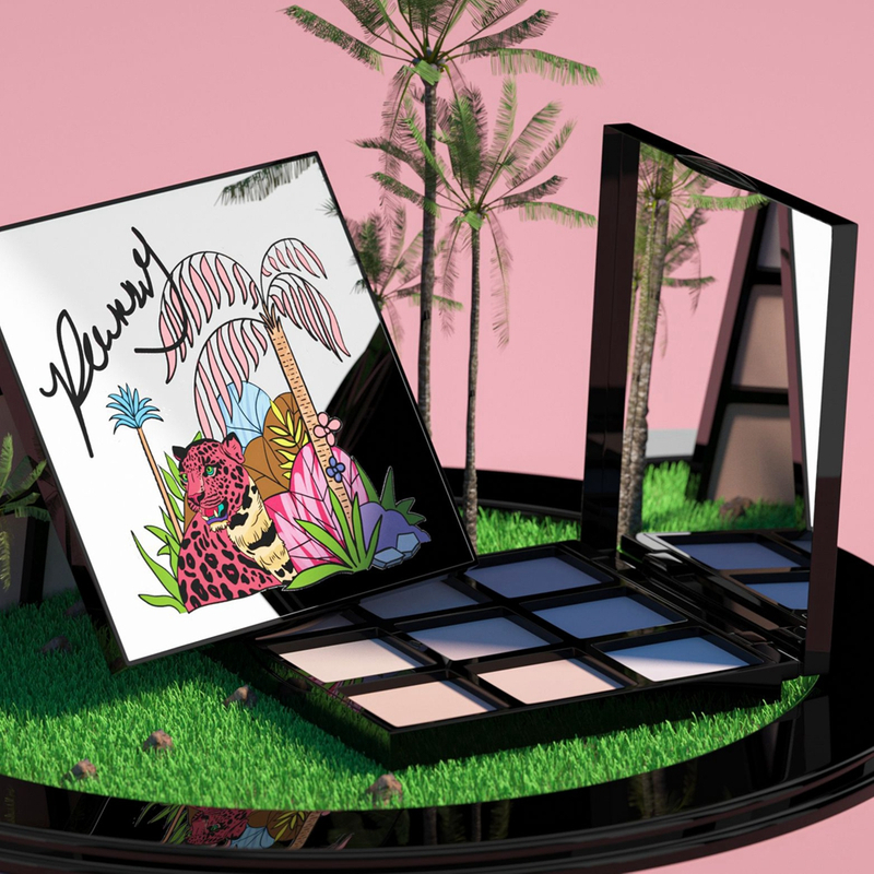 Aesthetic Blush Case Nine-house Lattice 2g*9 ABS Rectangle Eyeshadow Empty Case With Brush