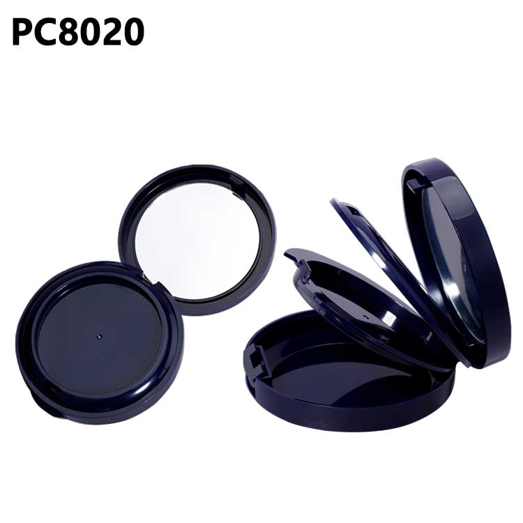 Wholesale Plastic Cosmetics Packaging Black Round Compact 15g Three Layer Powder Case Blusher Concealer Foundation Case