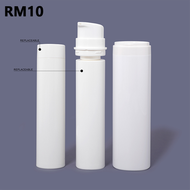 Customs logo high end PET PP refillable 30ml 50ml replaceable body cosmetic skin care serum airless bottle