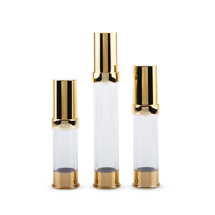 ABS PP PE Airless Container 30ml Gold Cosmetic Packaging Airless Spray Bottle