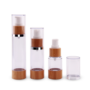 Wholesale Luxury Packaging Bamboo Bottle 15ml 30ml 50ml Cosmetic Airless Pump Bottle