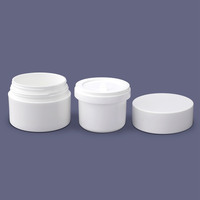 Eco-friendly cosmetic packaging colorful good quality custom printing refillable biodegradable double layer replaceable pp screw lid hand cream 30g 50g plastic face cream jar