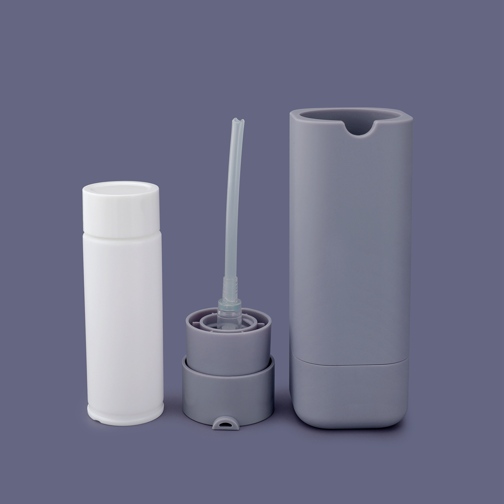 Body ABS rotating square shape round corner plastic lotion bottles with Inner replaceable,unique custom lotion bottles
