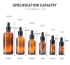 Professional Vendor 5ml-100ml Eye Drop Amber Glass Aromatherapy Liquid Refillable Dropper Bottles 