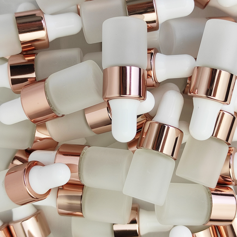 Cosmetic Packaging White 2ml 3ml 5ml Frosted Empty Essential Oil Vials Perfume Glass Dropper Bottles 